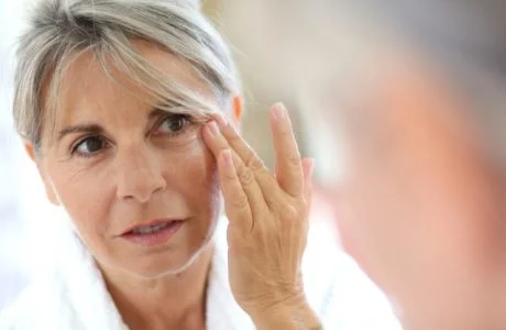 Crepey upper eyelid skin may require Eyelid surgery